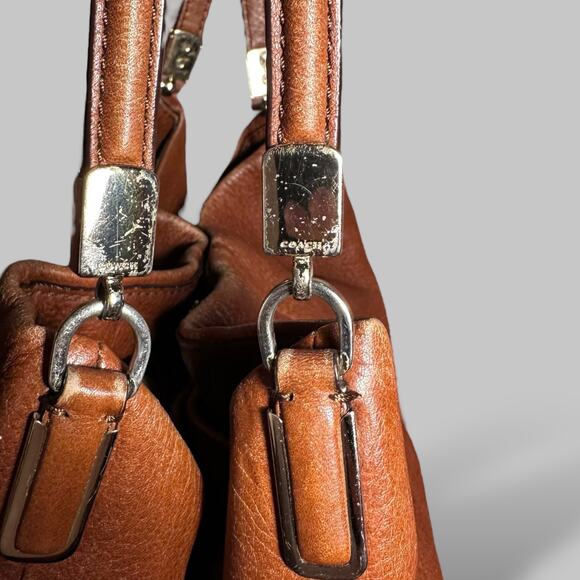 Vintage Coach Large Brown Pebbled Leather Shoulder Hobo Bag – Slouchy Tote Style - Picture 4 of 9